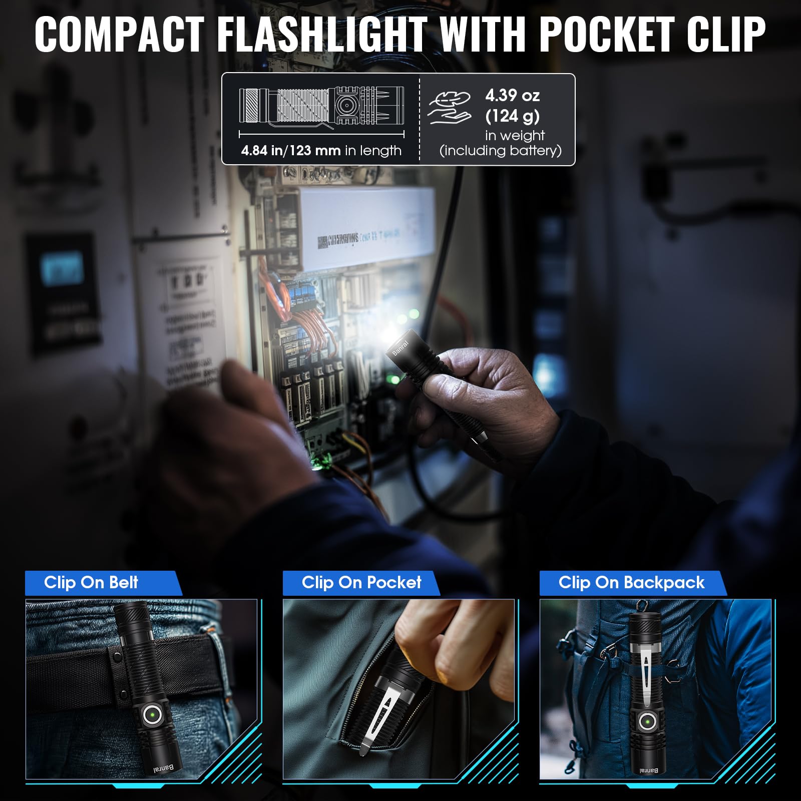 Banral K518 zoomed beam demo illustrating long-range visibility benefit