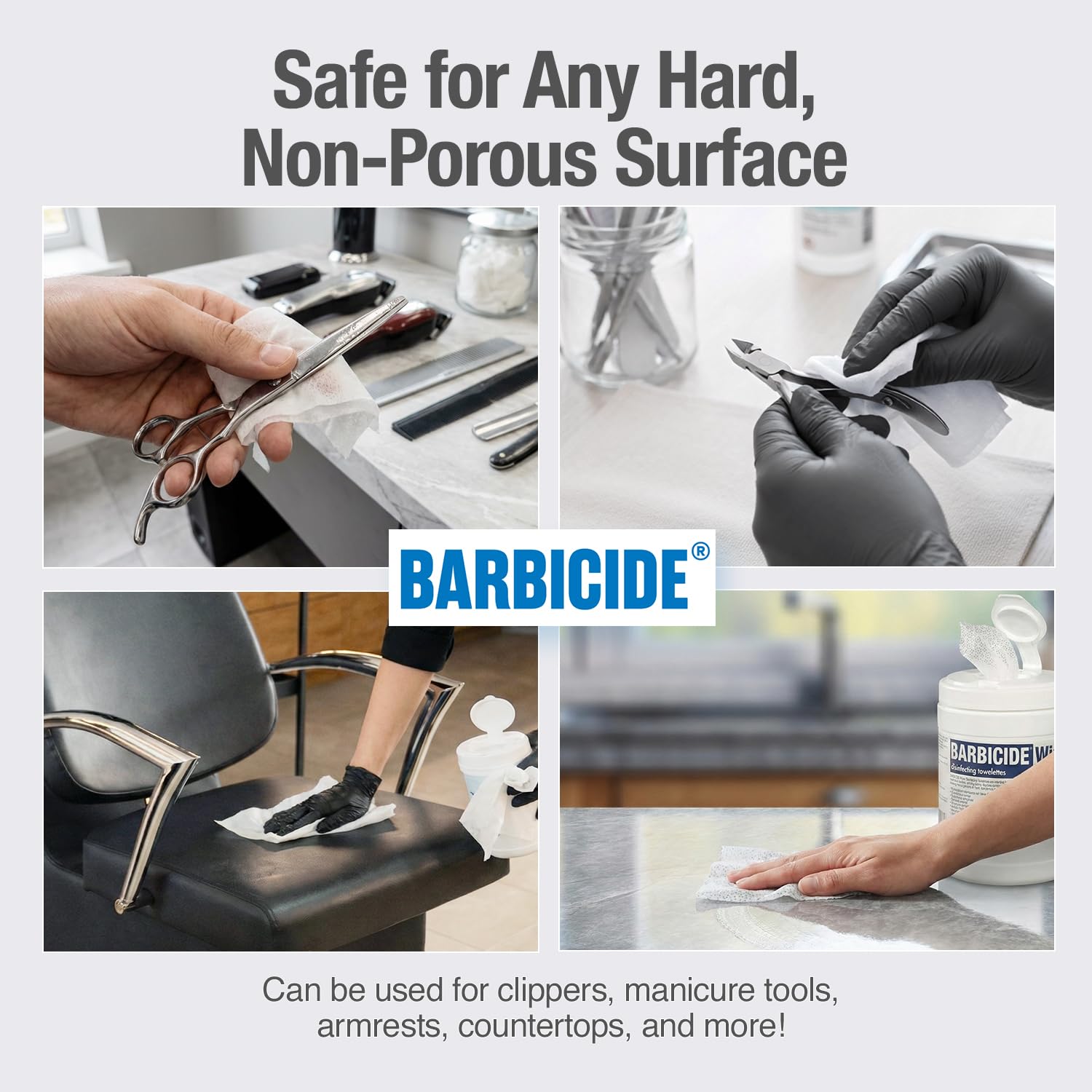 BARBICIDE label close-up highlighting EPA registration and professional claims
