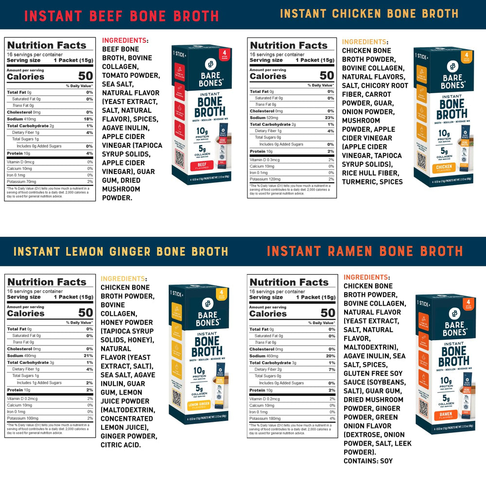 Bare Bones powder texture close-up highlights real broth flavor and easy mixing