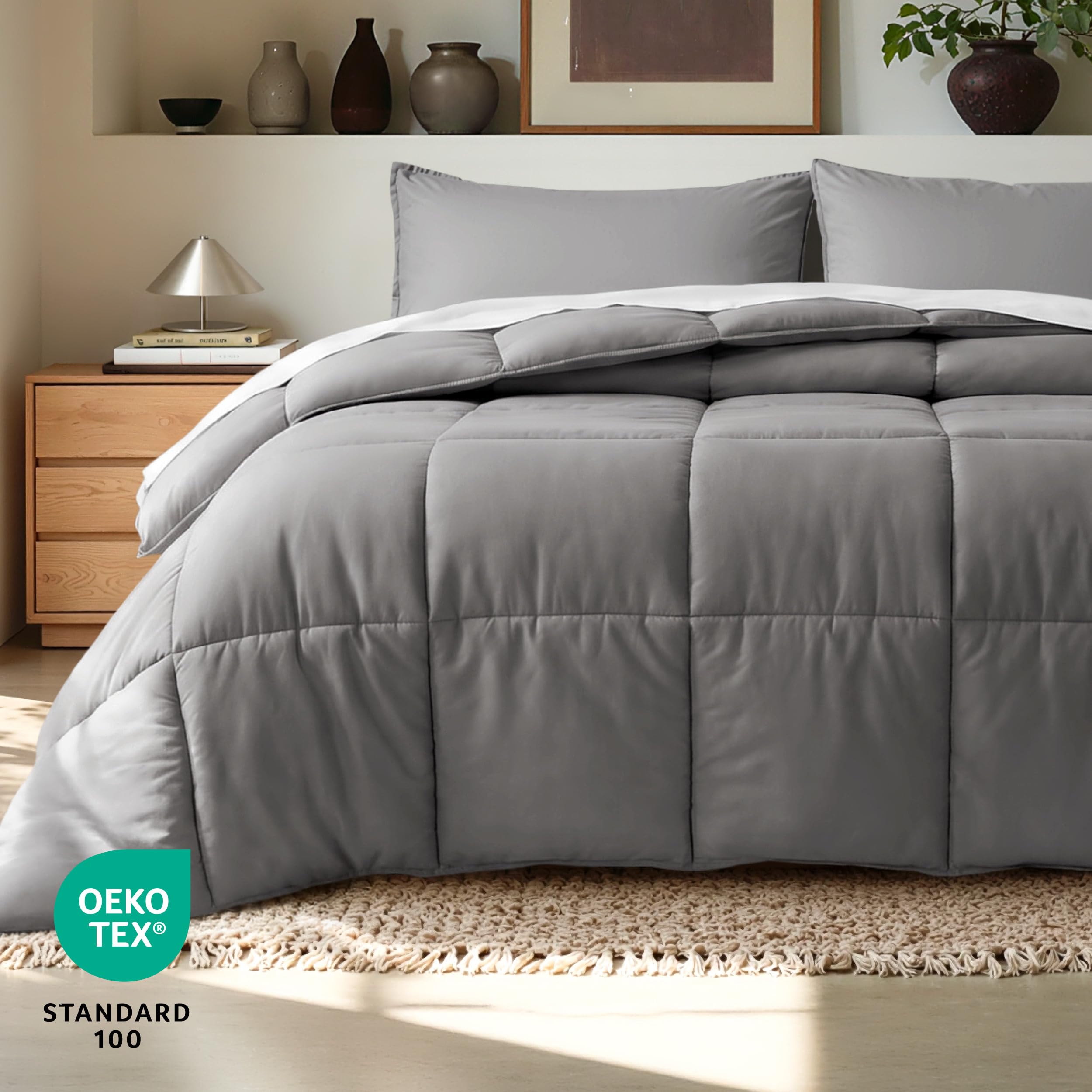Bare Home folded comforter showing loft and plush 300 GSM fill for balanced warmth