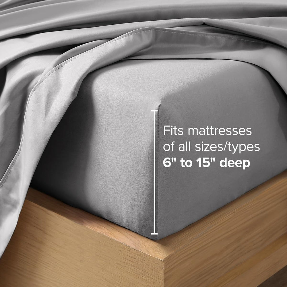 Bare Home folded sheet set stacked on shelf showing compact storage and quick access
