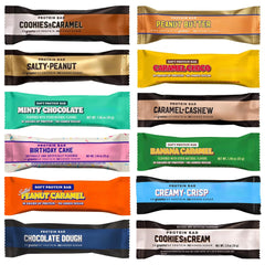 BarebeIs front packaging showing assorted protein bars and convenience
