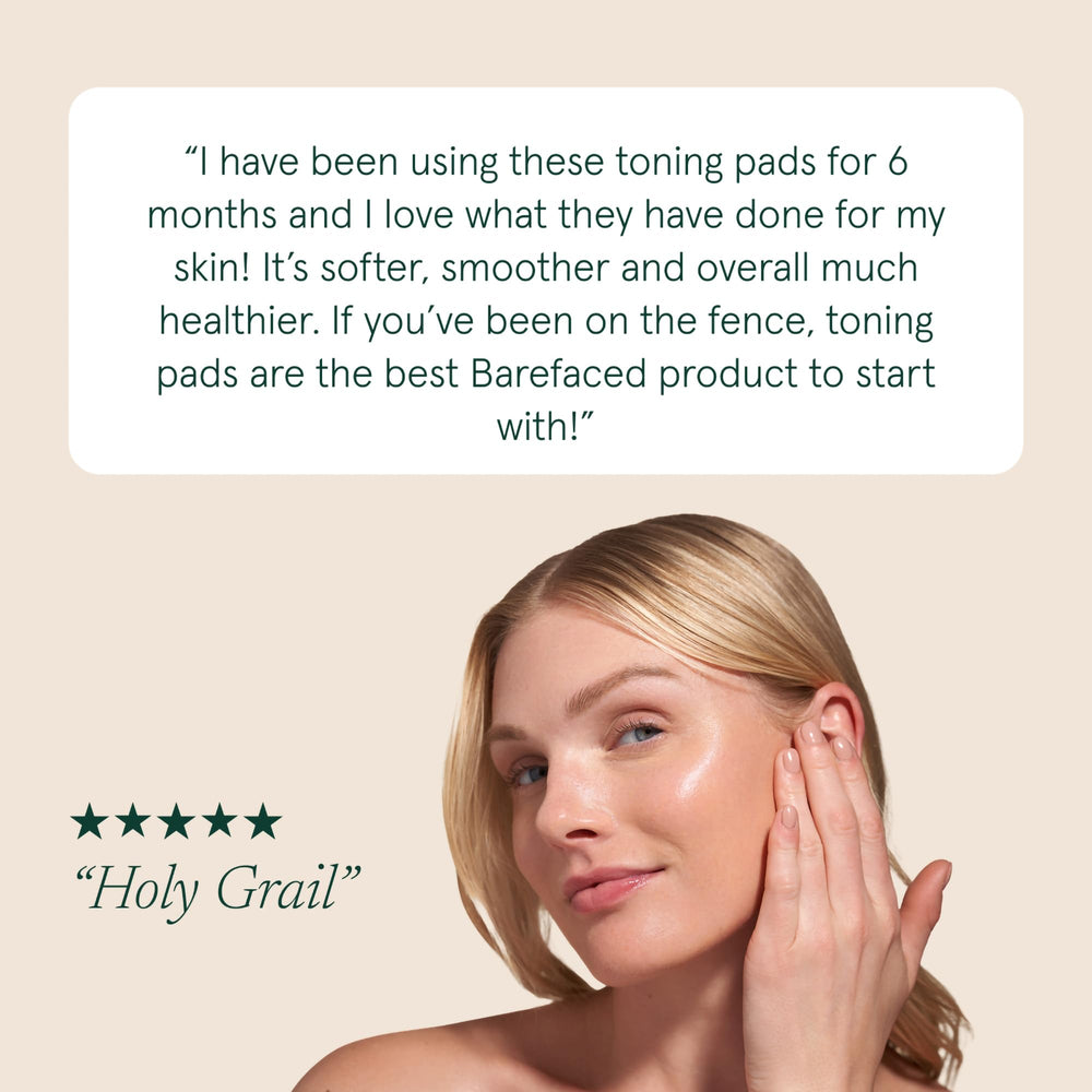 Barefaced application on cheek demonstrating gentle resurfacing