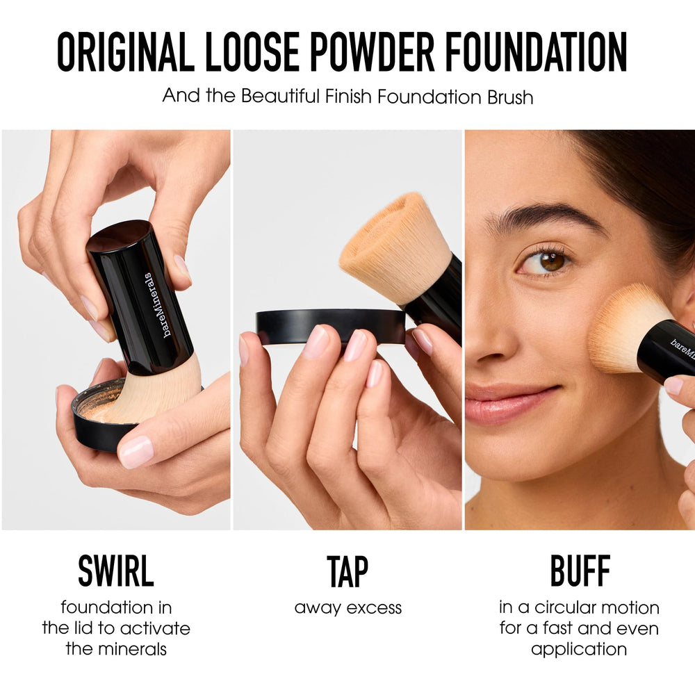 bareMinerals before and after split-face showing pore-blurring benefit
