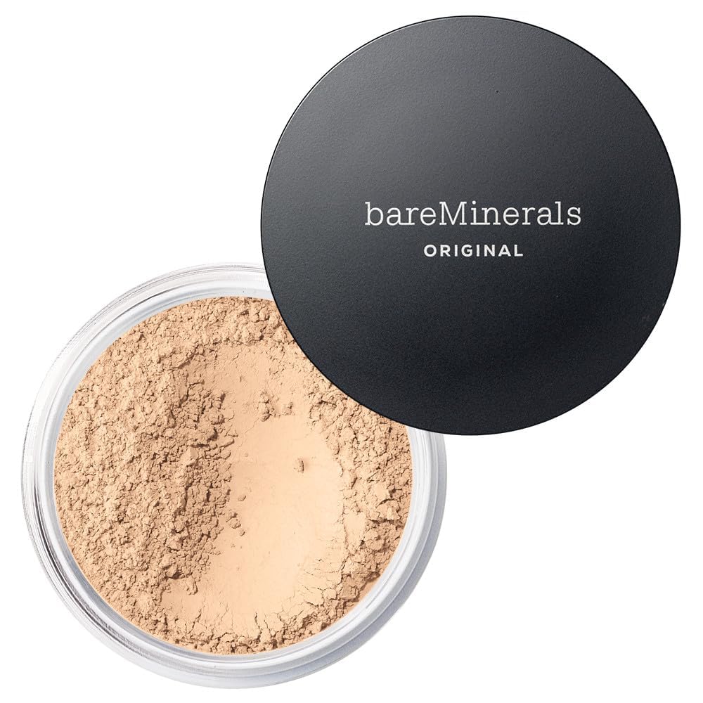 bareMinerals front packaging showing Fairly Light 03 and natural finish benefit
