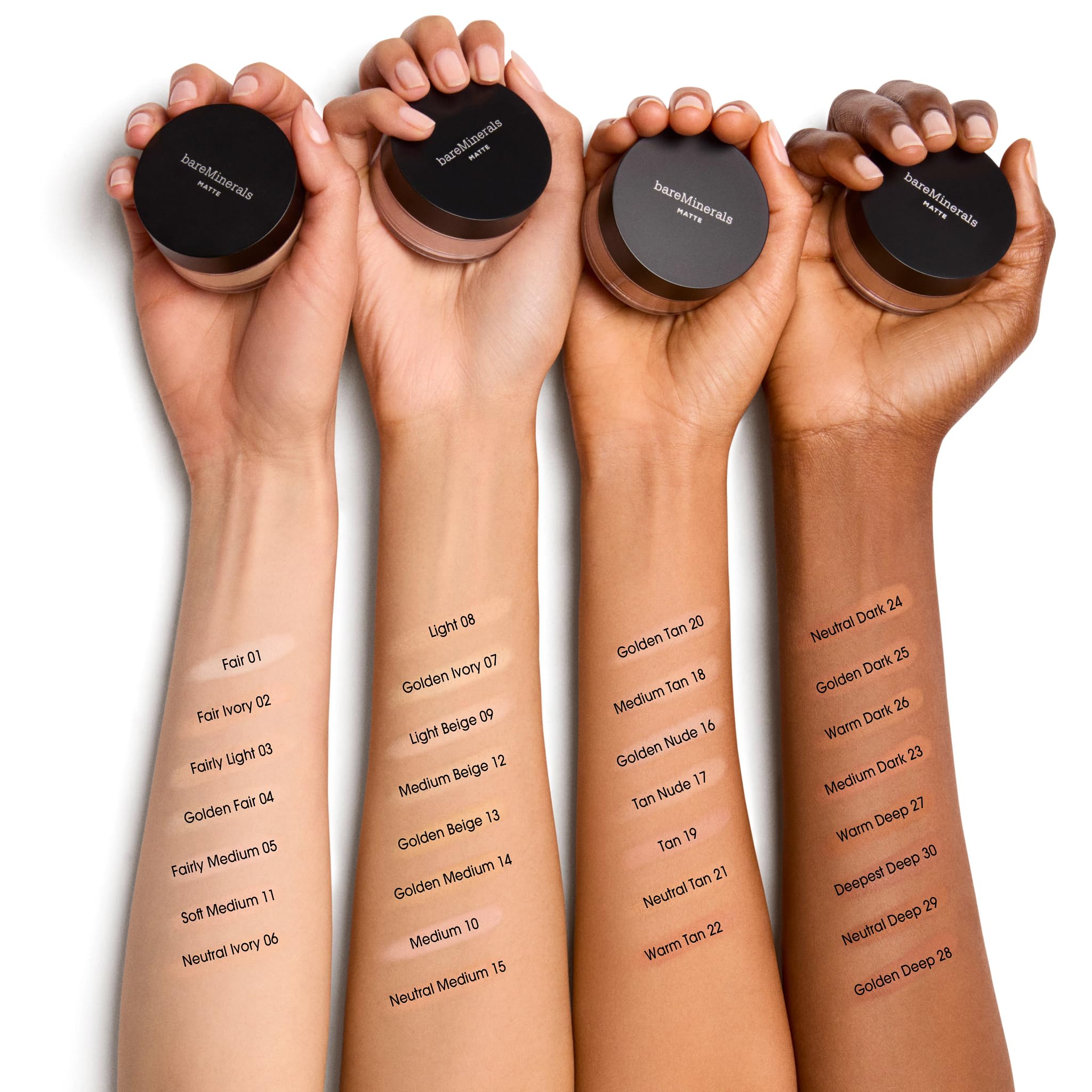 bareMinerals label view emphasizing vegan and dermatologist-tested benefit
