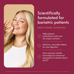 Bariatric Advantage close-up of a chewable tablet highlighting smooth texture and color advantage