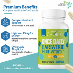 Bariatric Choice capsule close-up highlighting fast-dissolving veggie capsule benefit