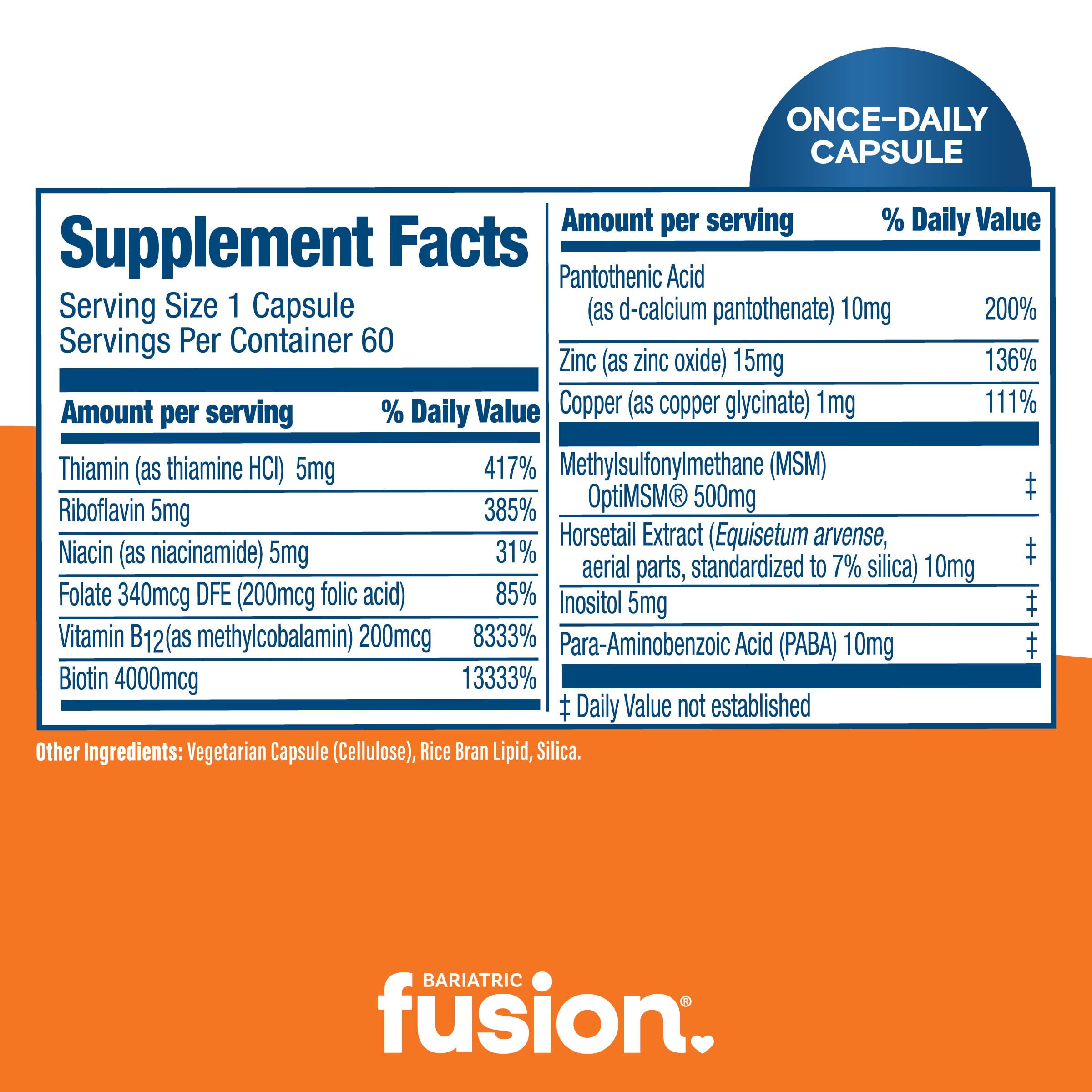 Bariatric Fusion capsules in hand showing easy-to-swallow serving