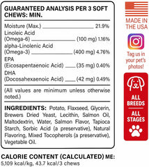 BARK&SPARK close-up chew texture highlighting soft salmon flavor benefit