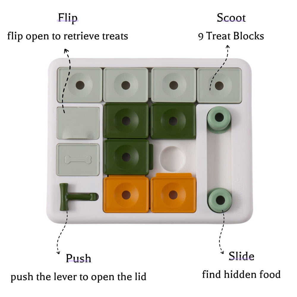 Barkwhiz track slide detail showing moving parts that increase mental challenge