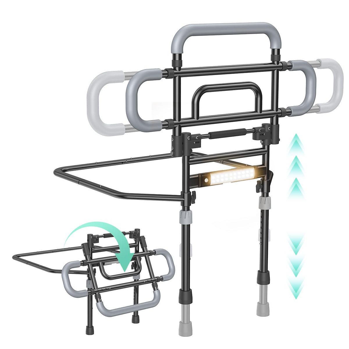 Barleyear front view of rail installed showing bedside protection benefit