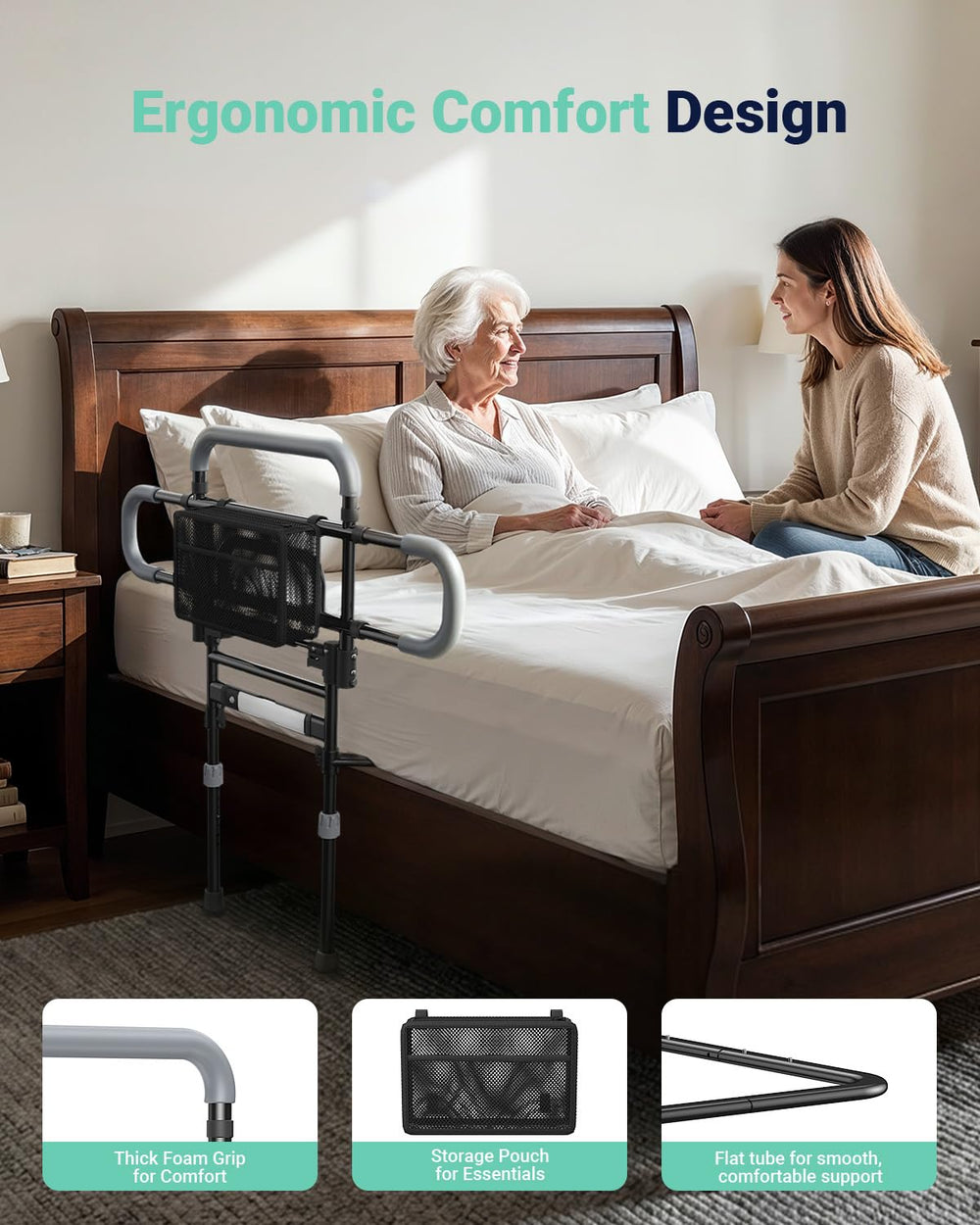 Barleyear one-hand fold being lowered for quick mattress access