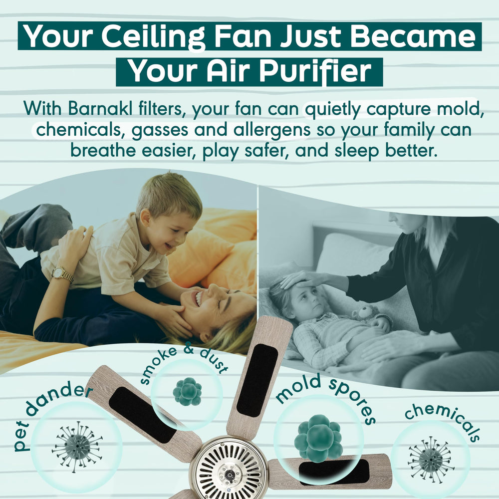 barnakl filters applied on ceiling fan blade for discreet air cleaning