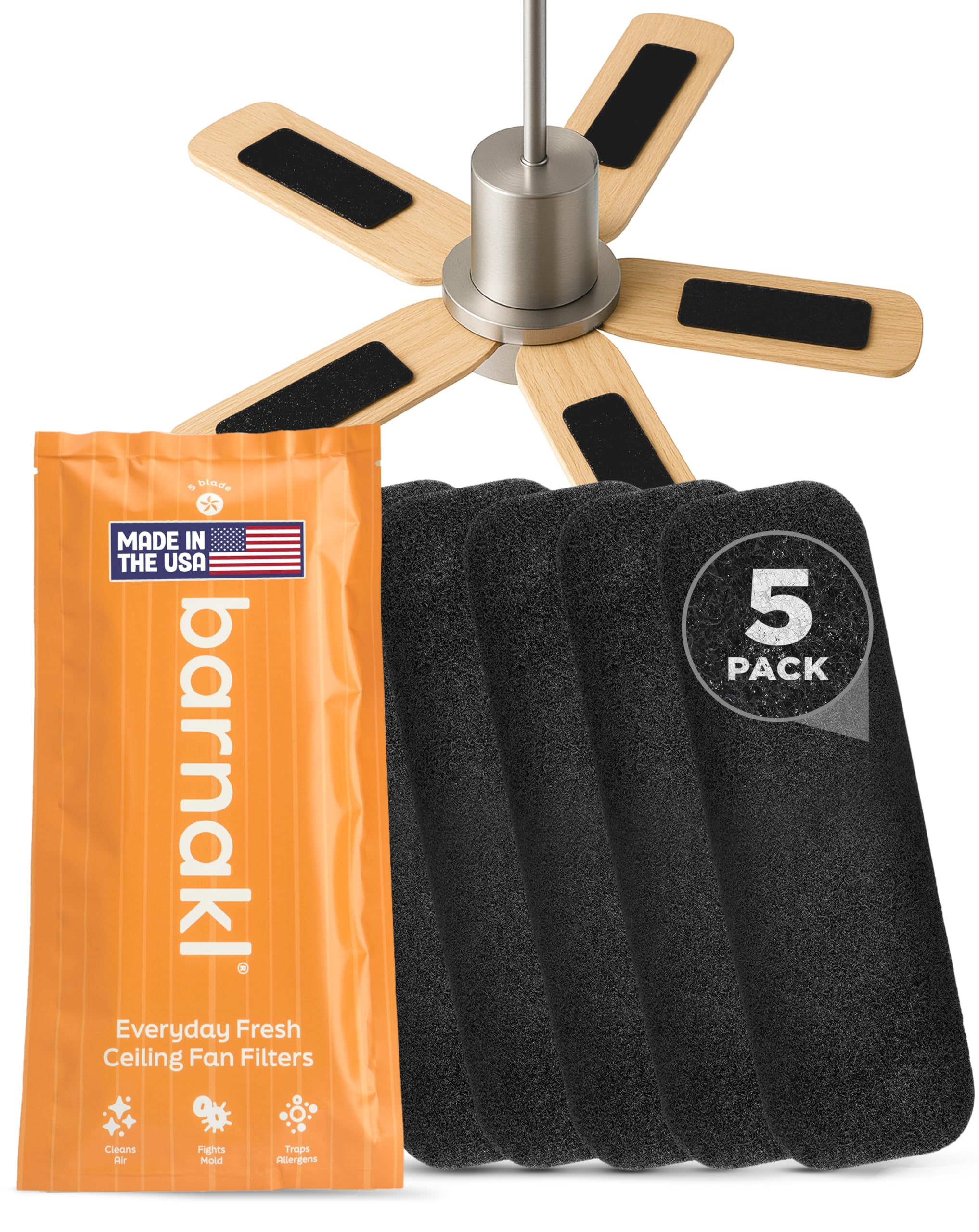 barnakl front packaging showing five carbon filter pads and brand benefits