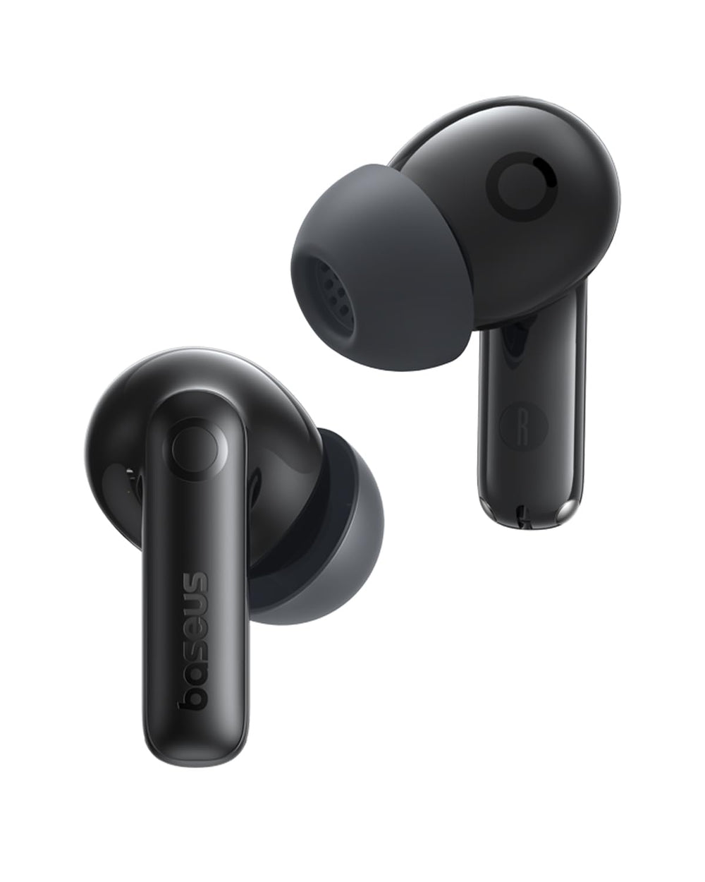 Baseus Bass BP1 Pro front case open showing earbuds and long battery benefit