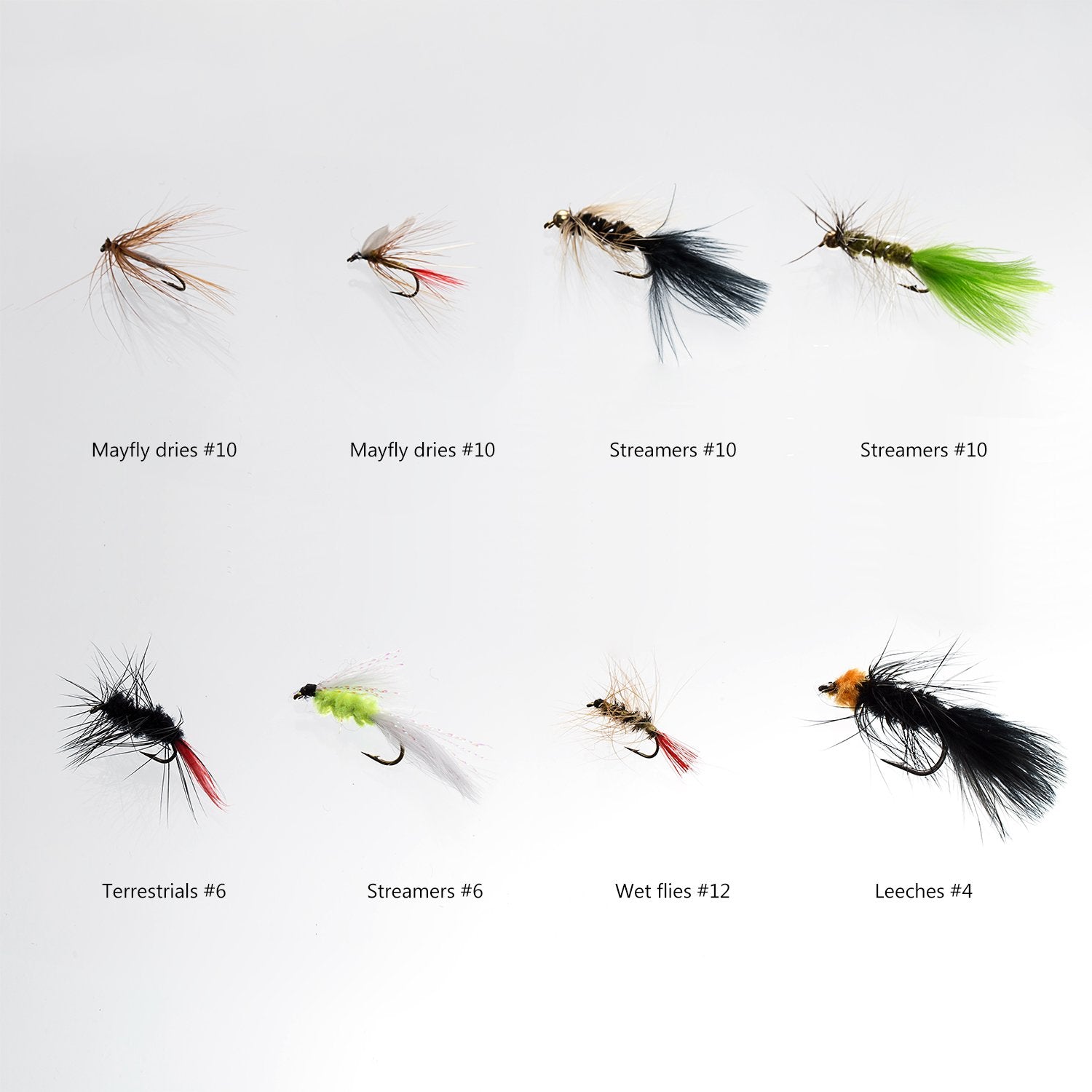 BASSDASH close-up of dry flies showing fine hackle detail — realistic surface presentation