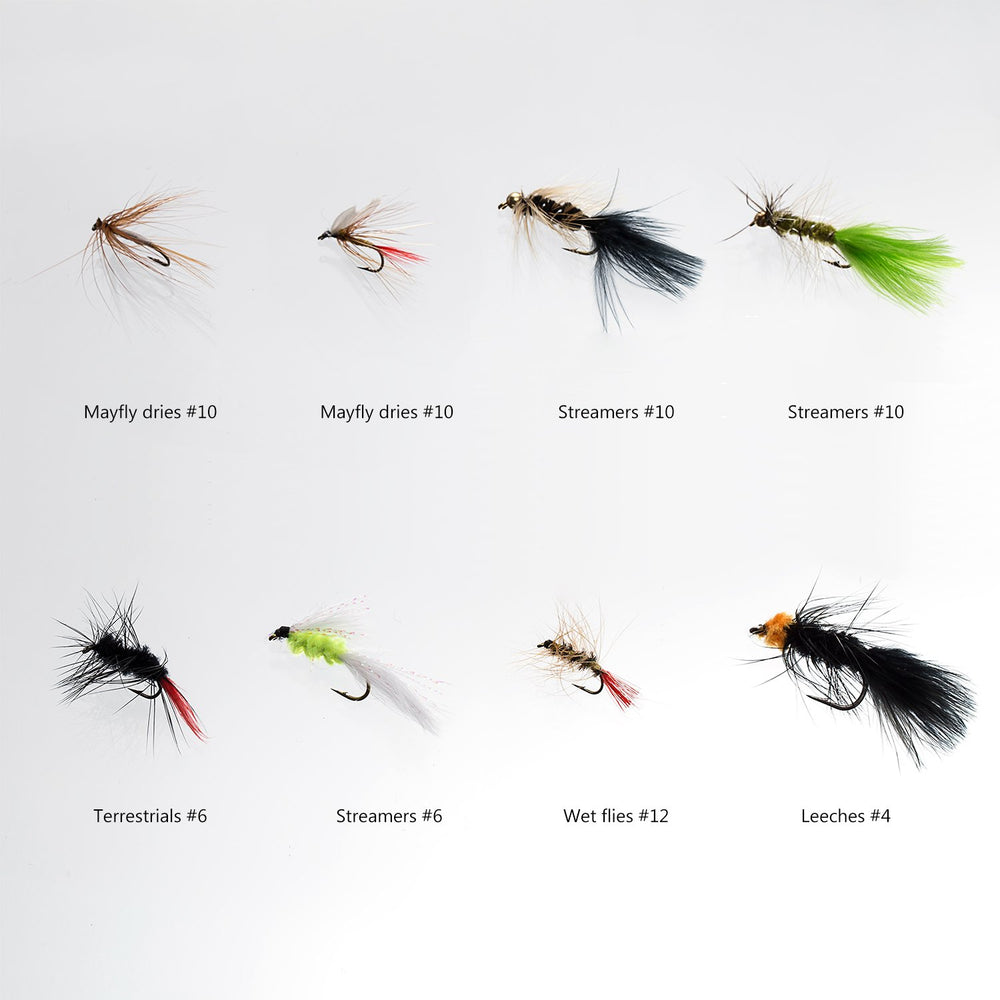 BASSDASH close-up of dry flies showing fine hackle detail — realistic surface presentation
