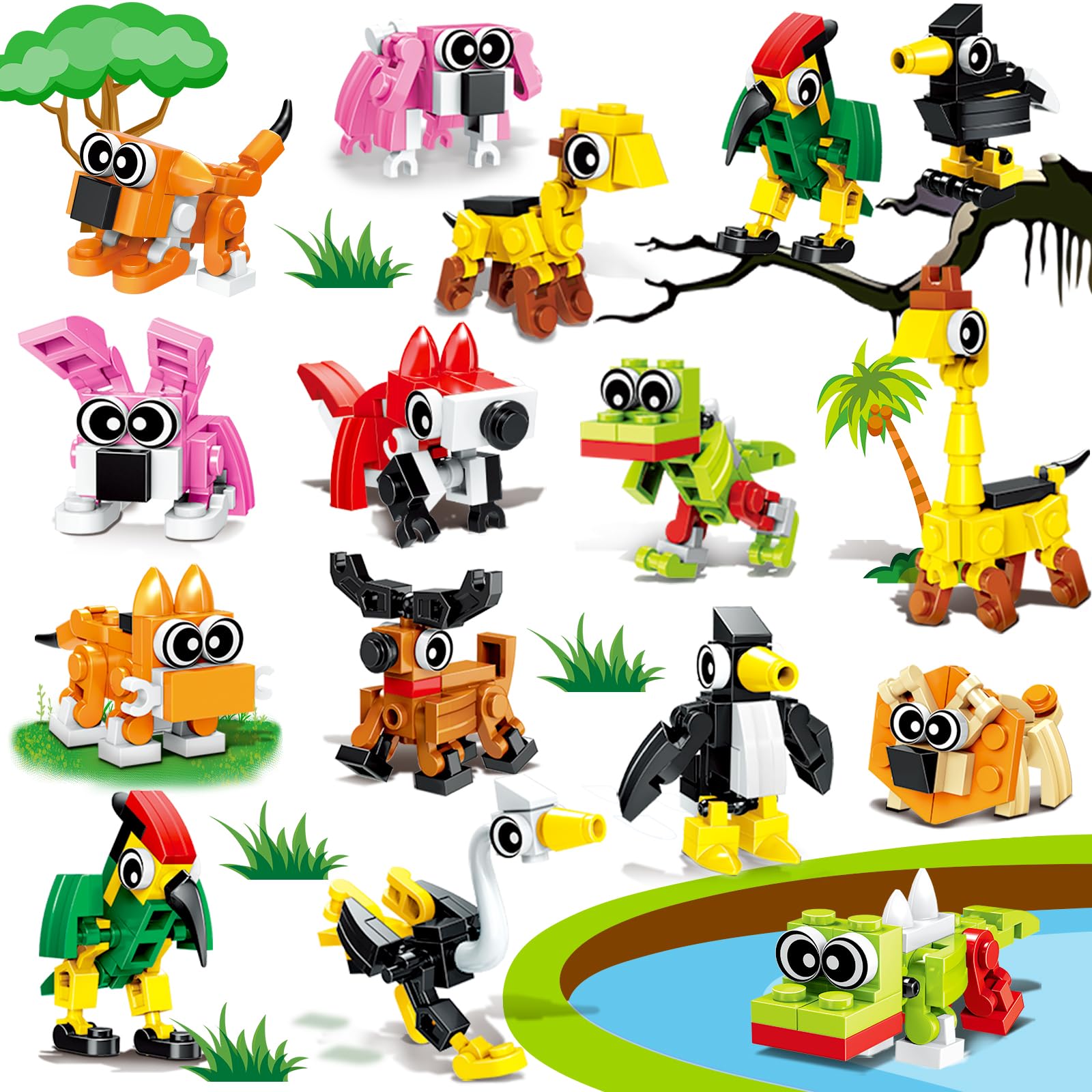 Basytodio front packaging showcasing 20 mini animal block kits and quick distribution benefit