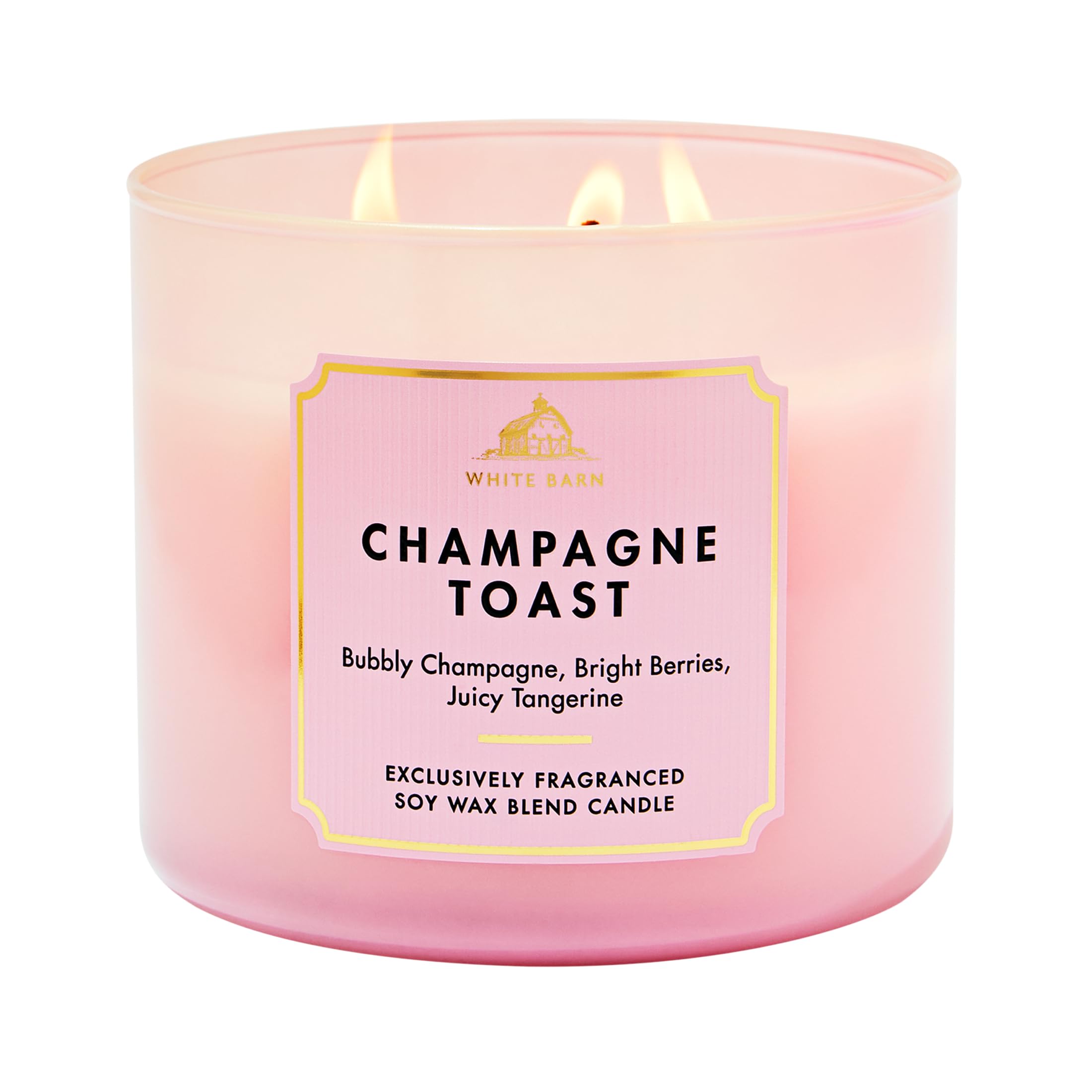 Bath & Body Works front view of Champagne Toast candle showing jar and lid for stylish display