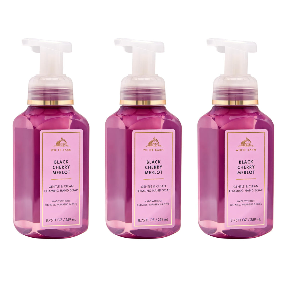 Bath & Body Works front packaging showing three bottles and bold cherry scent benefit