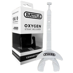 Battle mouthguard front view showing protective lip design and secure fit benefit
