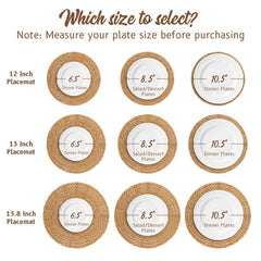 BAVIFY placemat under plate demonstrating 13-inch fit and protective barrier for dining surfaces