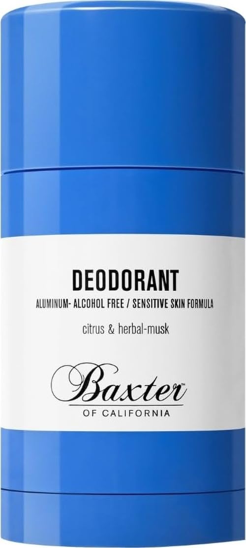 Baxter of California front packaging showing clear gel deodorant and benefit of non-staining formula