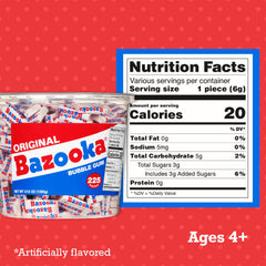 Bazooka close-up of individually wrapped gum highlighting freshness