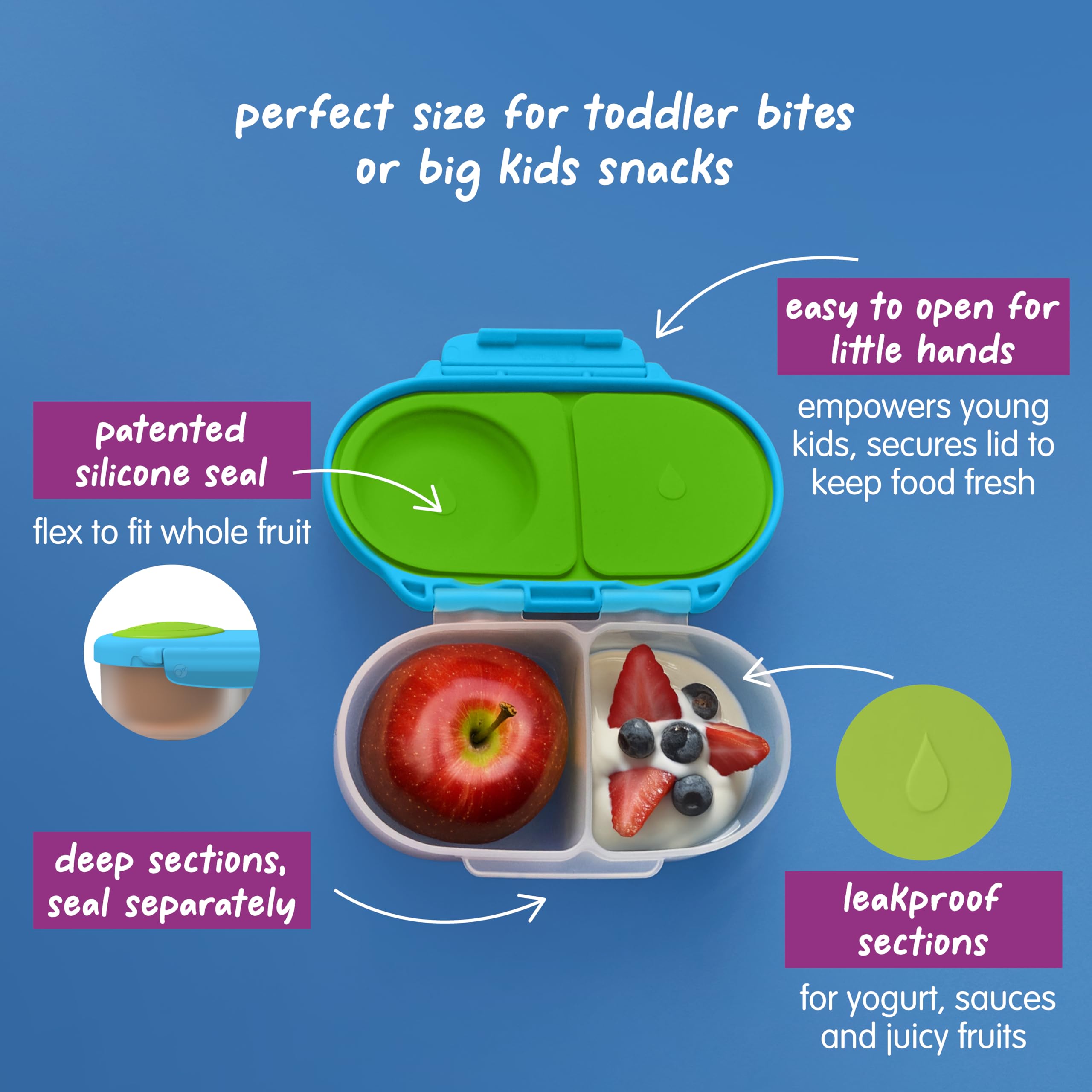 b.box close-up of flexible fruit holder preventing bruising and shifting