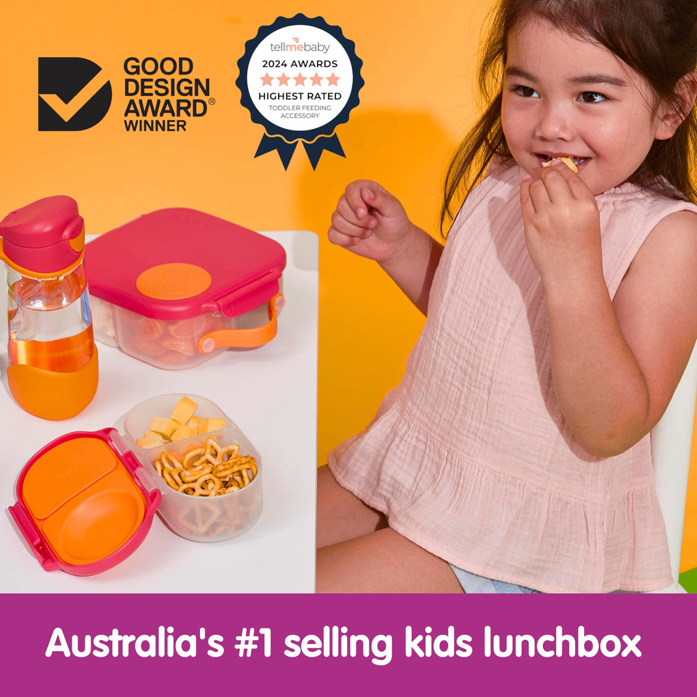 b.box snack box inside lunch bag showing compact size and travel convenience
