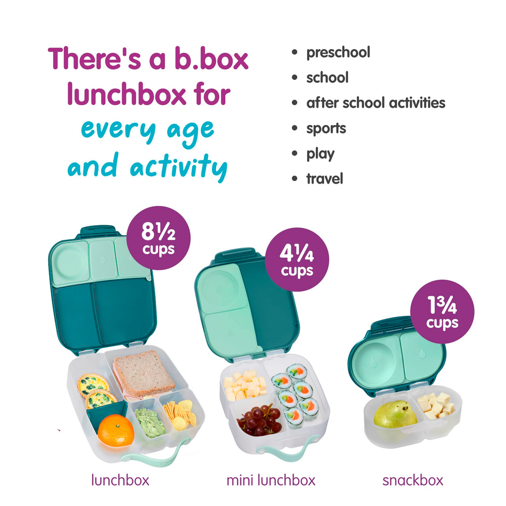 b.box three snack box color variants displayed for mix and match coordination