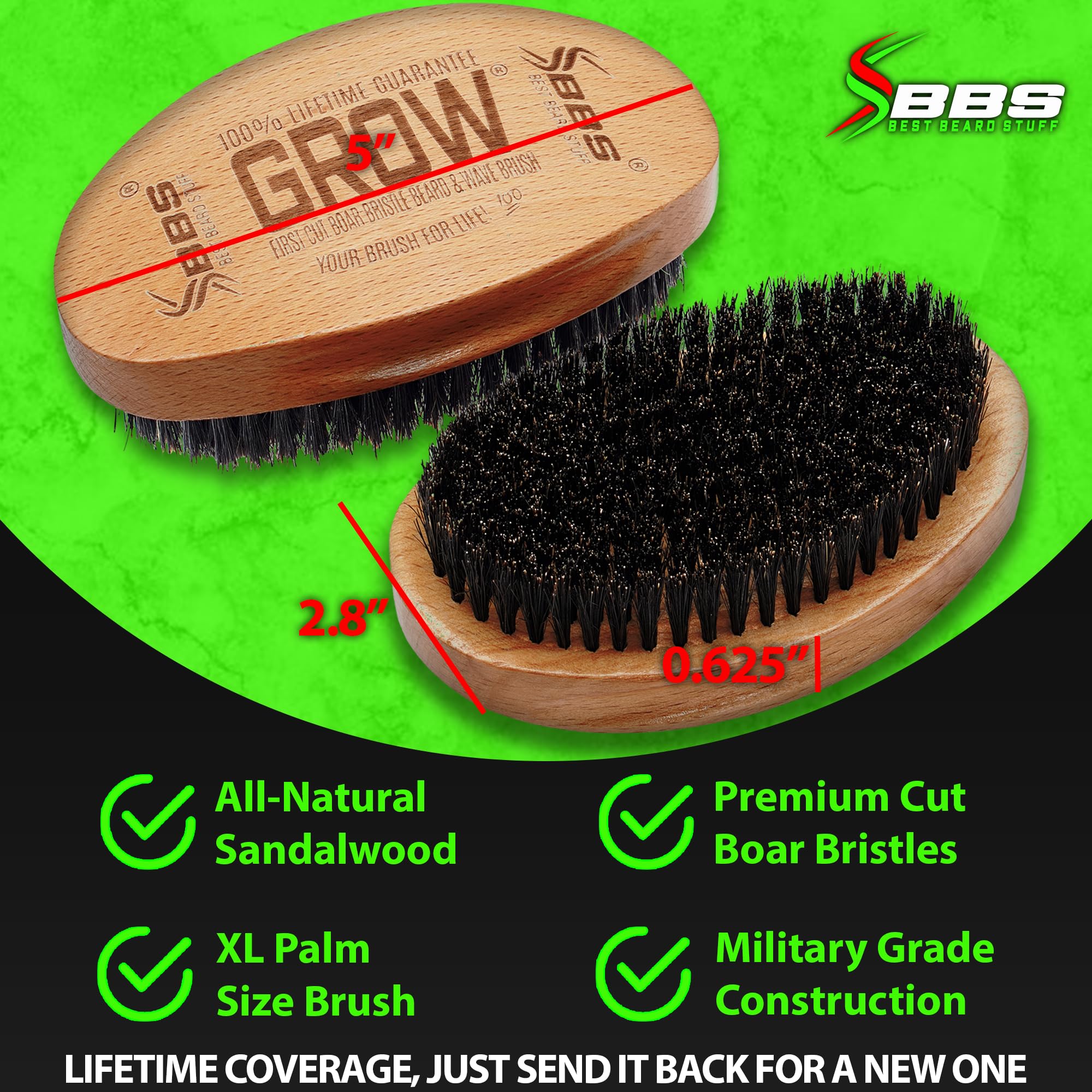 BBS BEST BEARD STUFF bristles lifting dead skin to improve product absorption