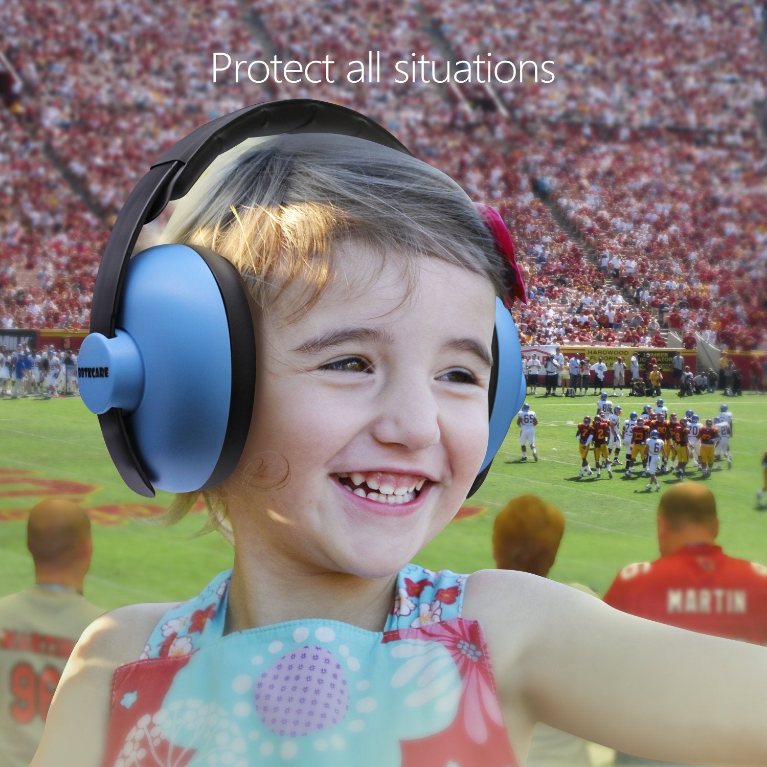 BBTKCARE folded compact earmuffs showing easy travel benefit