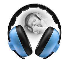 BBTKCARE front view of blue earmuffs showing protective cushion benefit