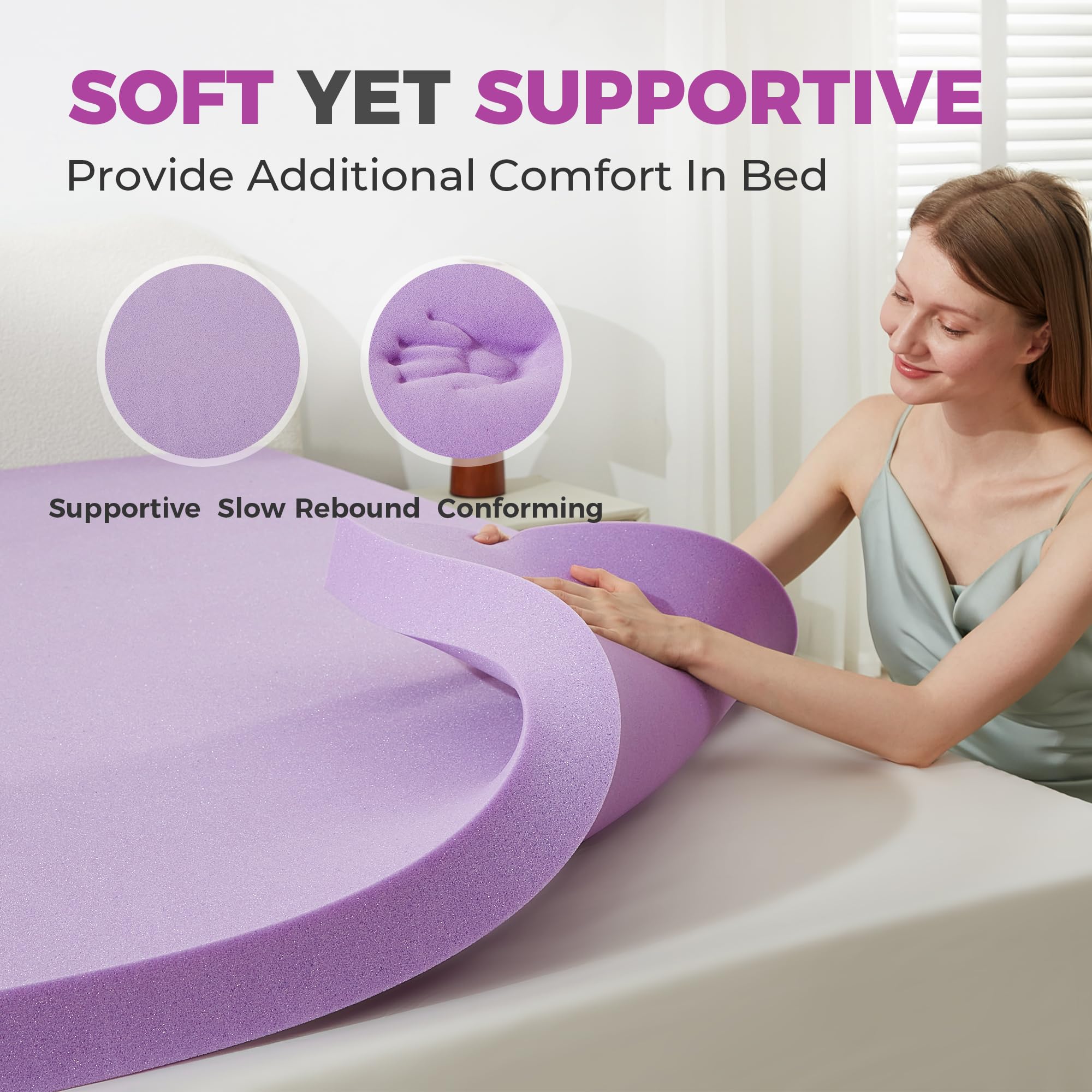 BDEUS Twin XL topper on mattress showing scale for proper dorm fit