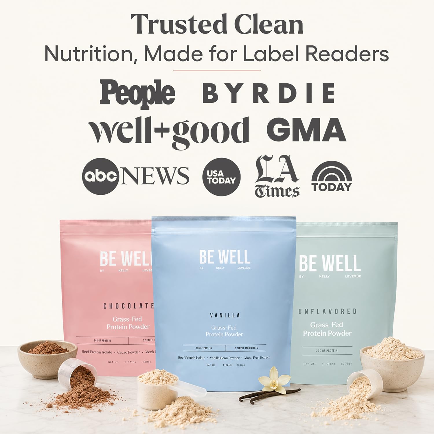 Be Well by Kelly LeVeque scoop beside fruit for accurate serving and portion sizing
