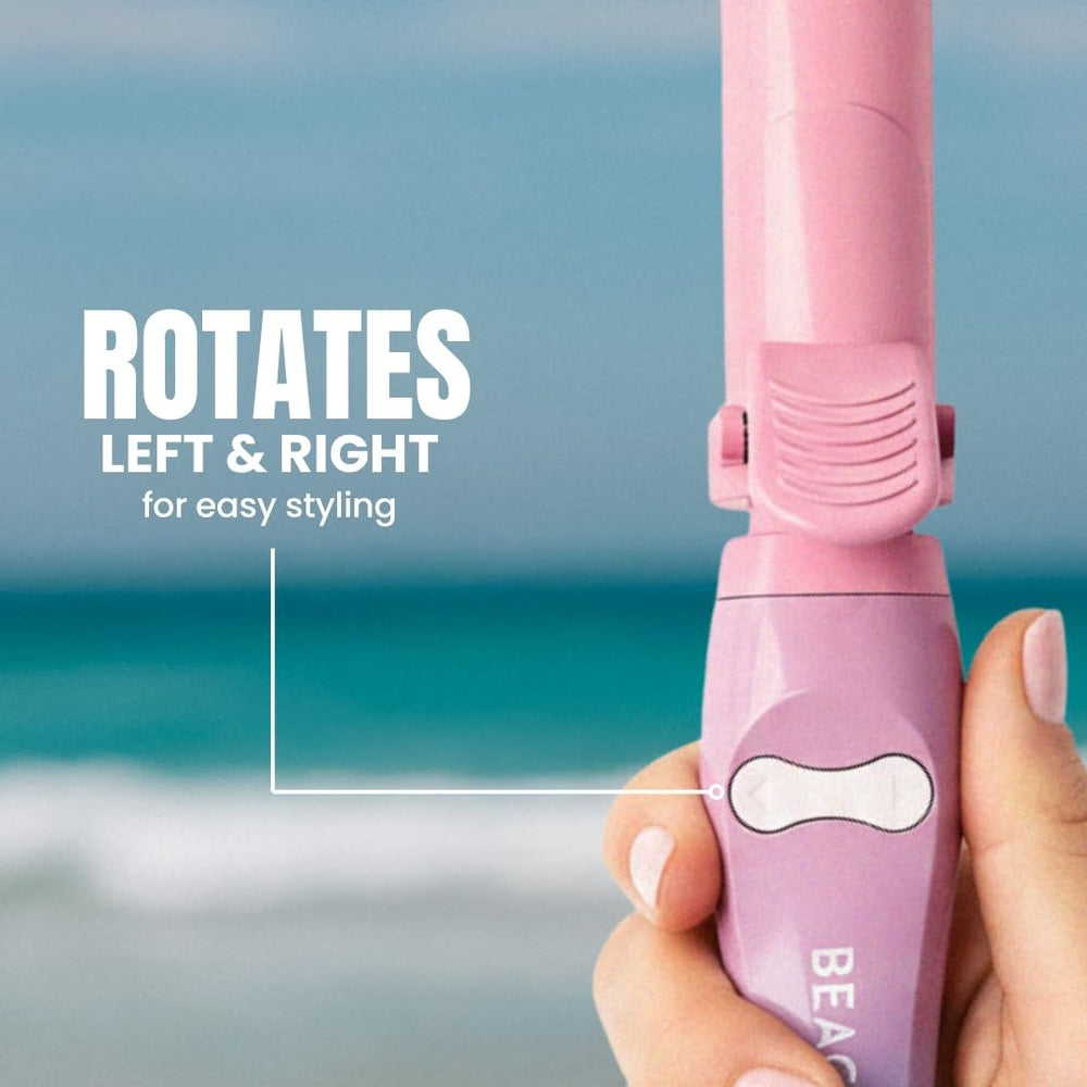 Beachwaver B1 cord and plug detail showing 8-foot swivel convenience