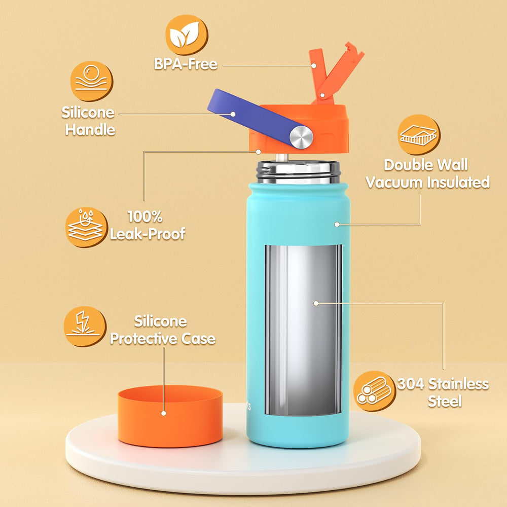 Beallets bottle in child's hand outdoors showing portability and easy drinking