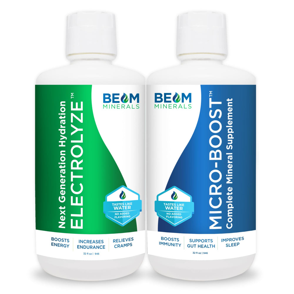 BEAM Minerals front packaging showing both Micro-BOOST and Electrolyze benefits