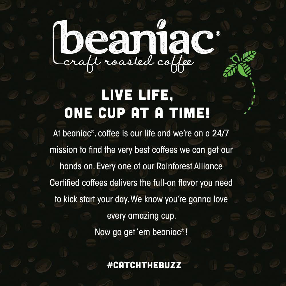 beaniac packaging certifications label displaying organic and Rainforest Alliance