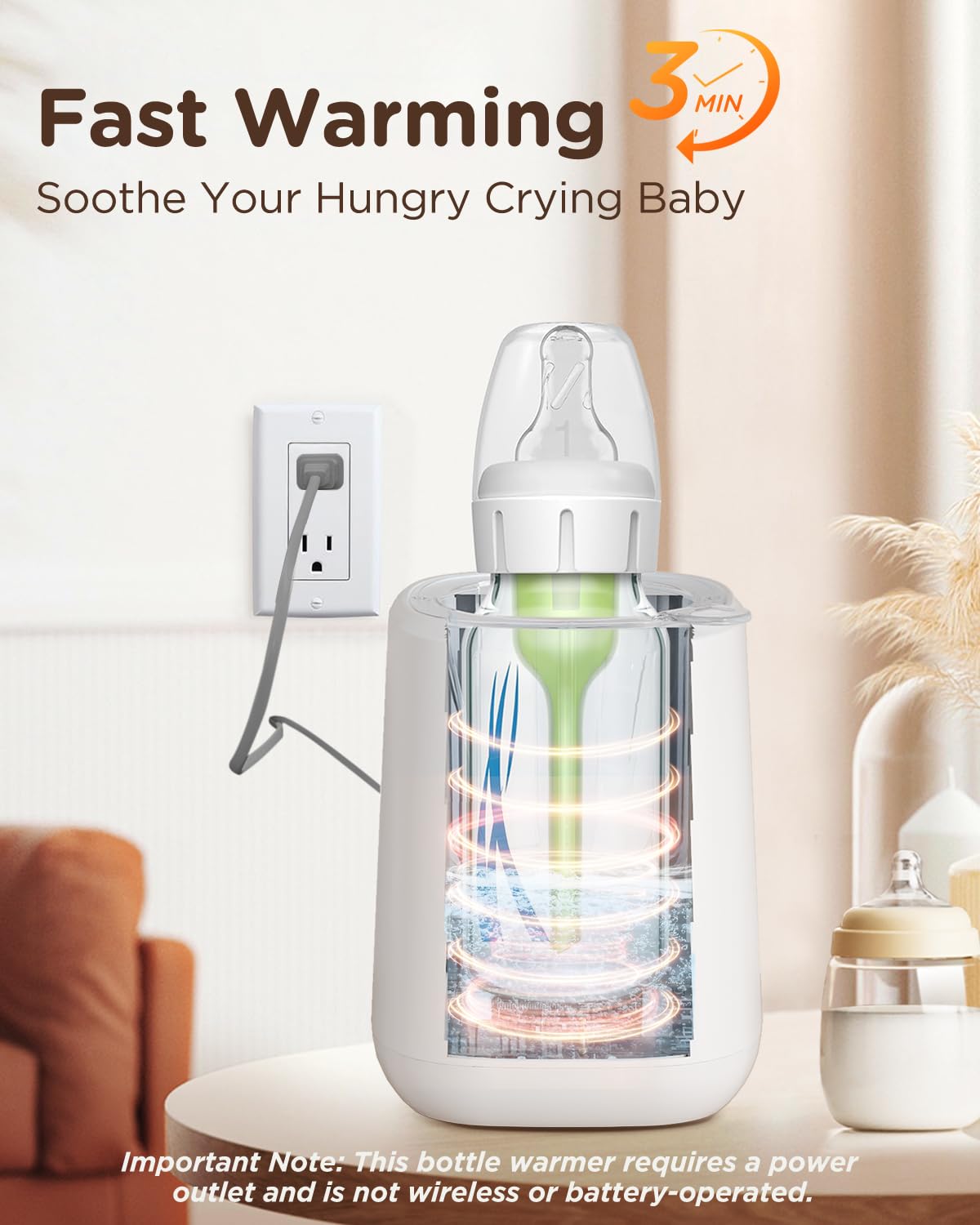 Bear bottle warmer interior with bottle inserted demonstrating secure fit and even heating