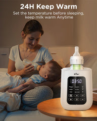 Bear bottle warmer close-up of water bath illustrating gentle, hotspot-reducing warming method
