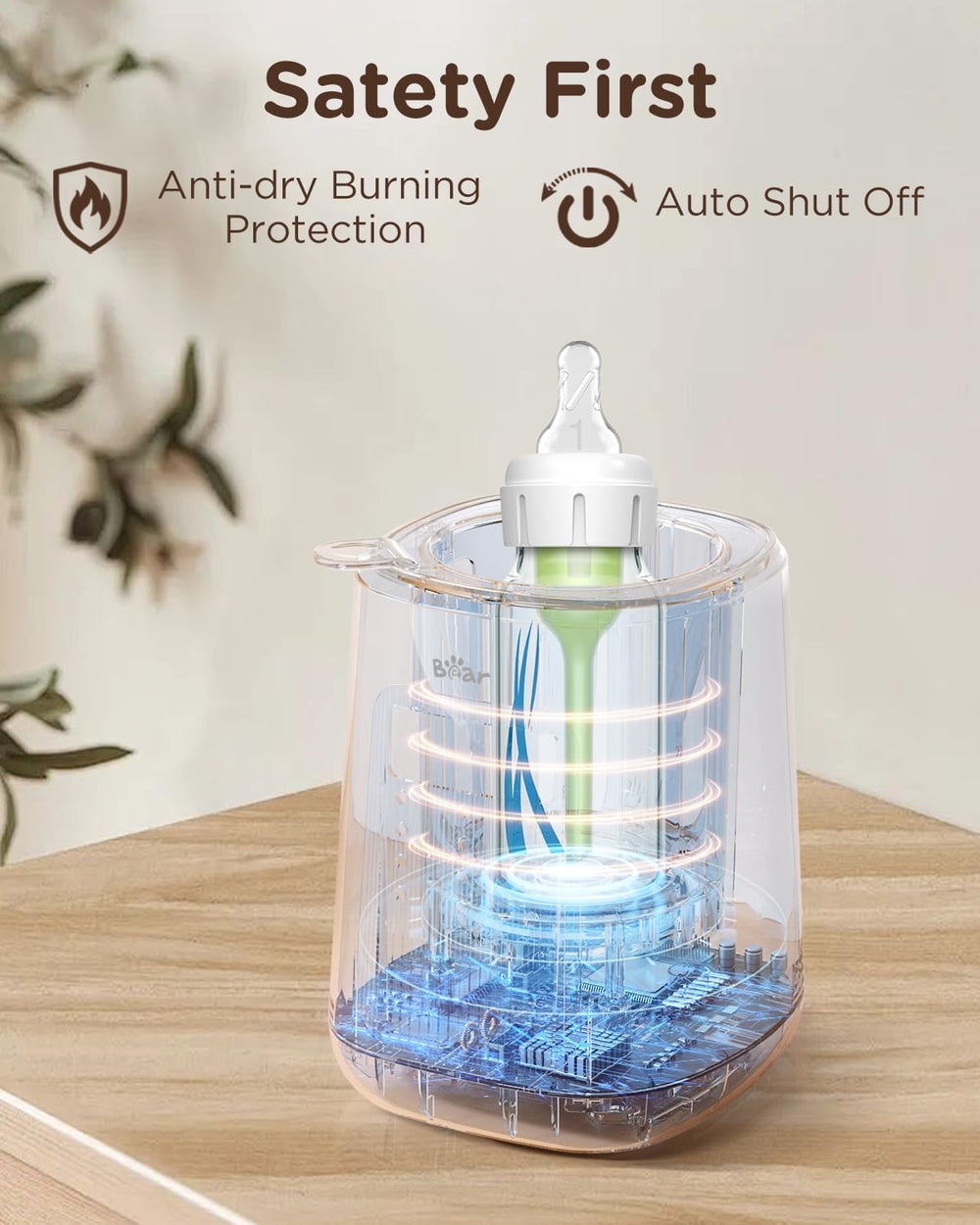 Bear bottle warmer in use during night feed showing quick warming and caregiver ease