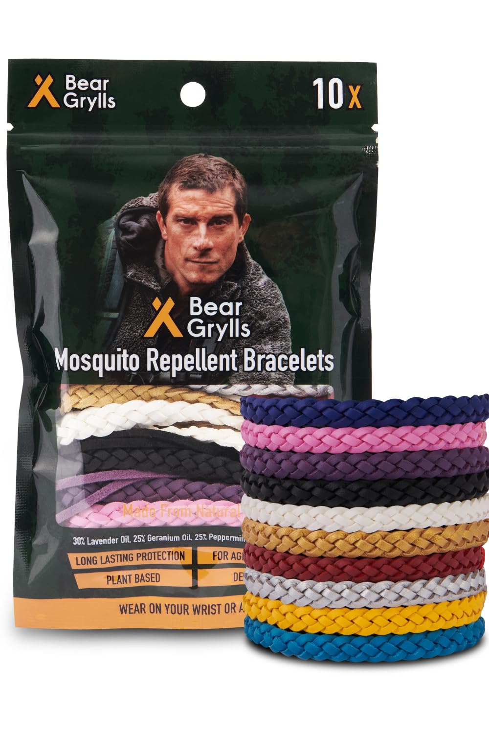 Bear Grylls bracelet next to ruler showing compact size and portability
