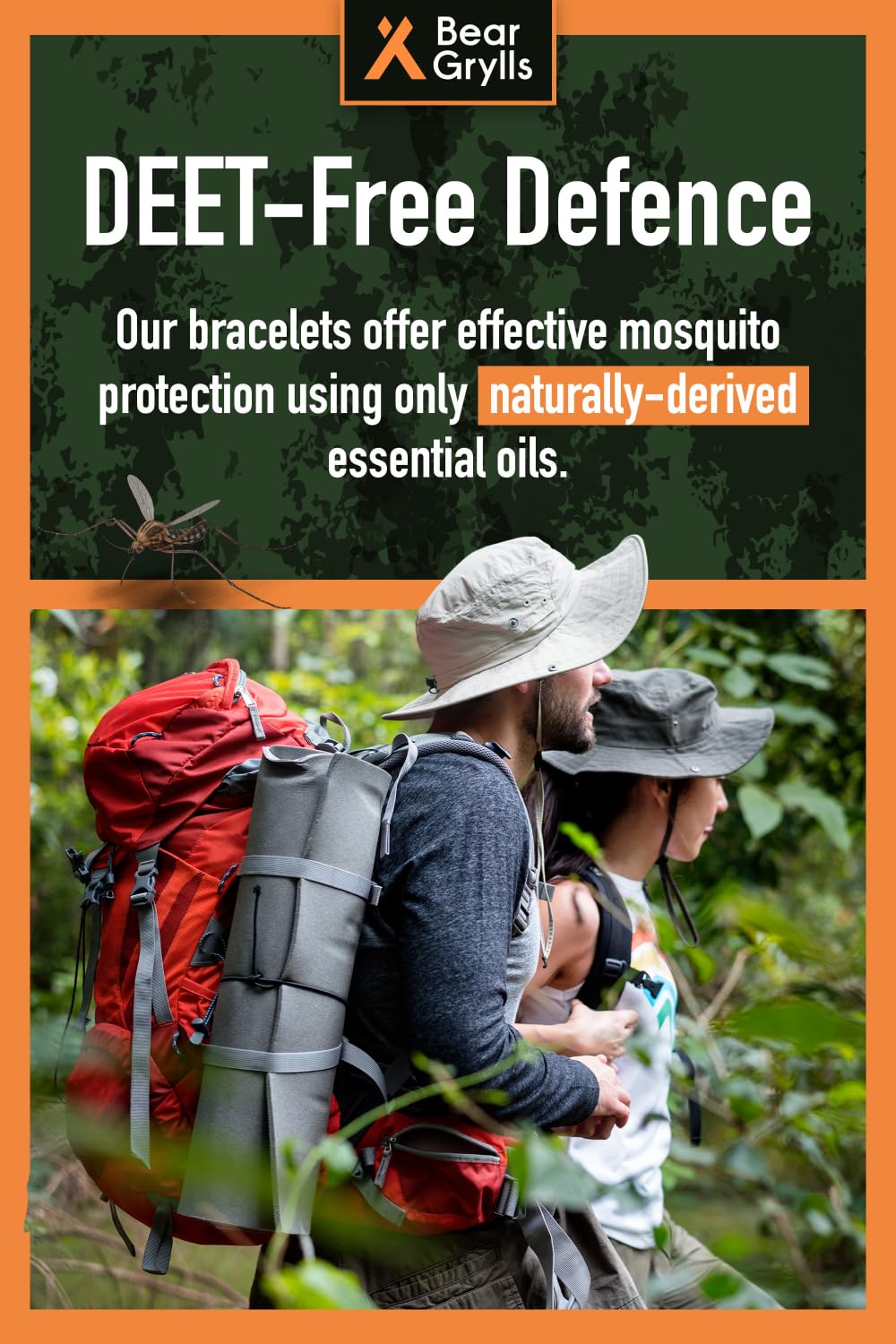 Bear Grylls bracelet worn on wrist offering hands-free insect protection