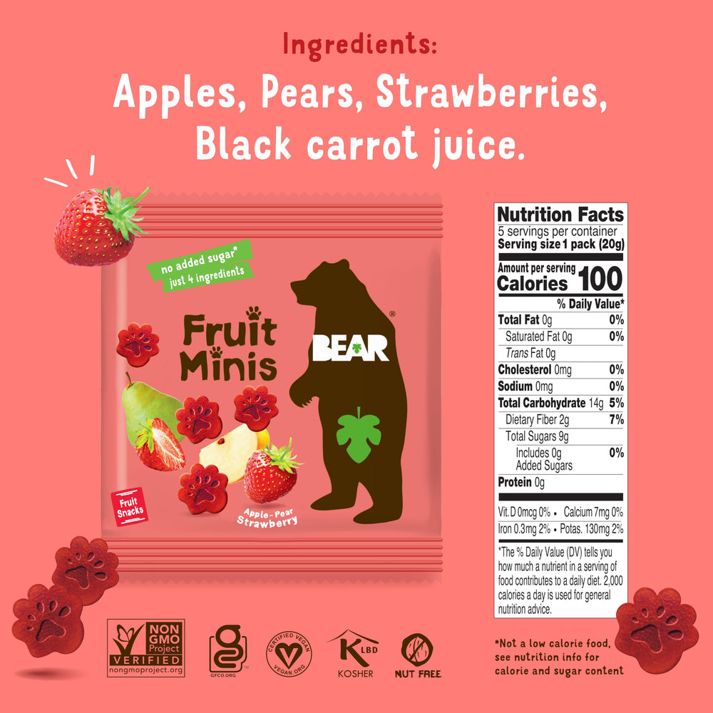 BEAR ingredient label photo emphasizing simple ingredients and no added sugar