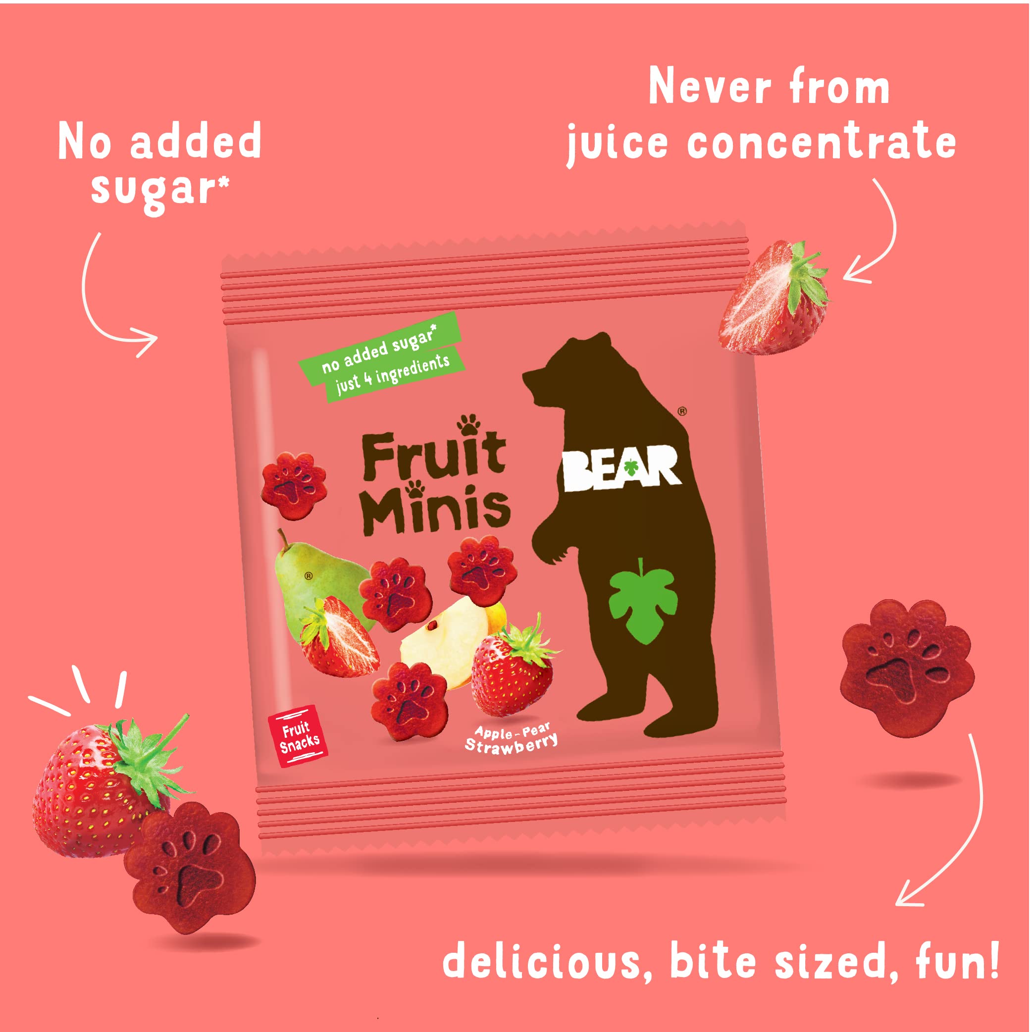 BEAR strawberry mini alongside a coin for scale to show portion size benefit