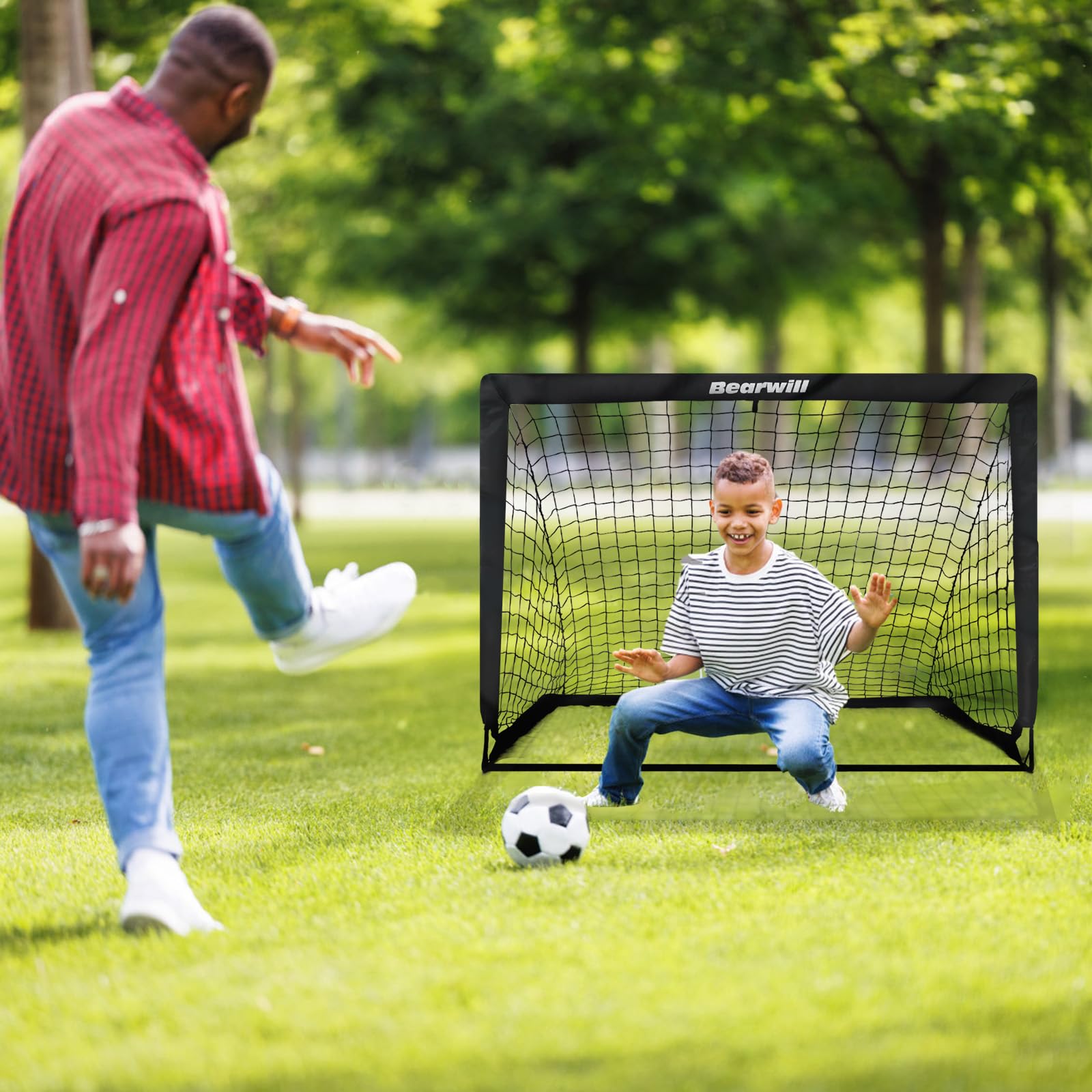 Bearwill goal fitted with a target for accuracy training advantage