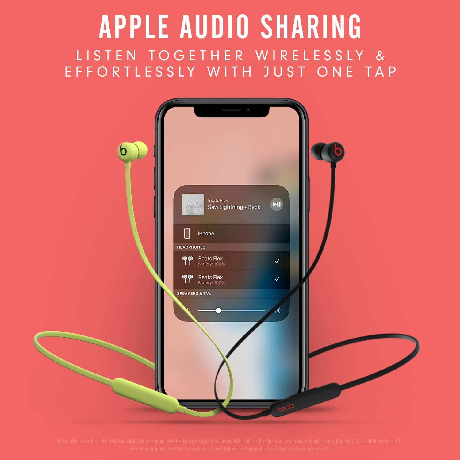 Beats Flex packaging with included cable and eartips showing what’s in the box